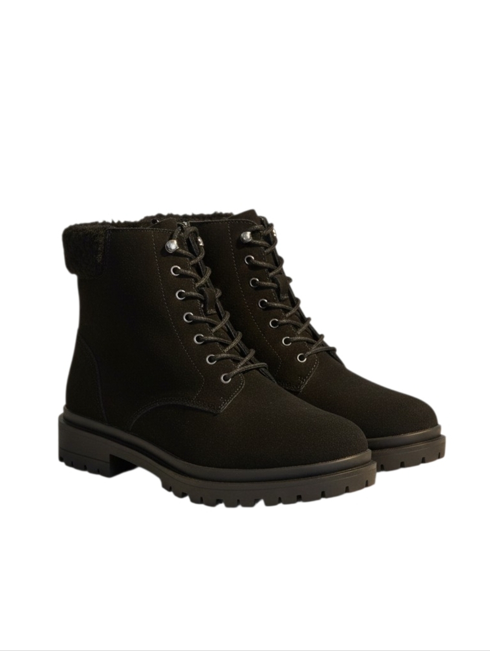 Ralph Lauren Carlee Lace-Up Suede Shearling Lined Black Winter‎ Boots 6.5 NEW